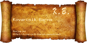 Kovarcsik Barna névjegykártya
